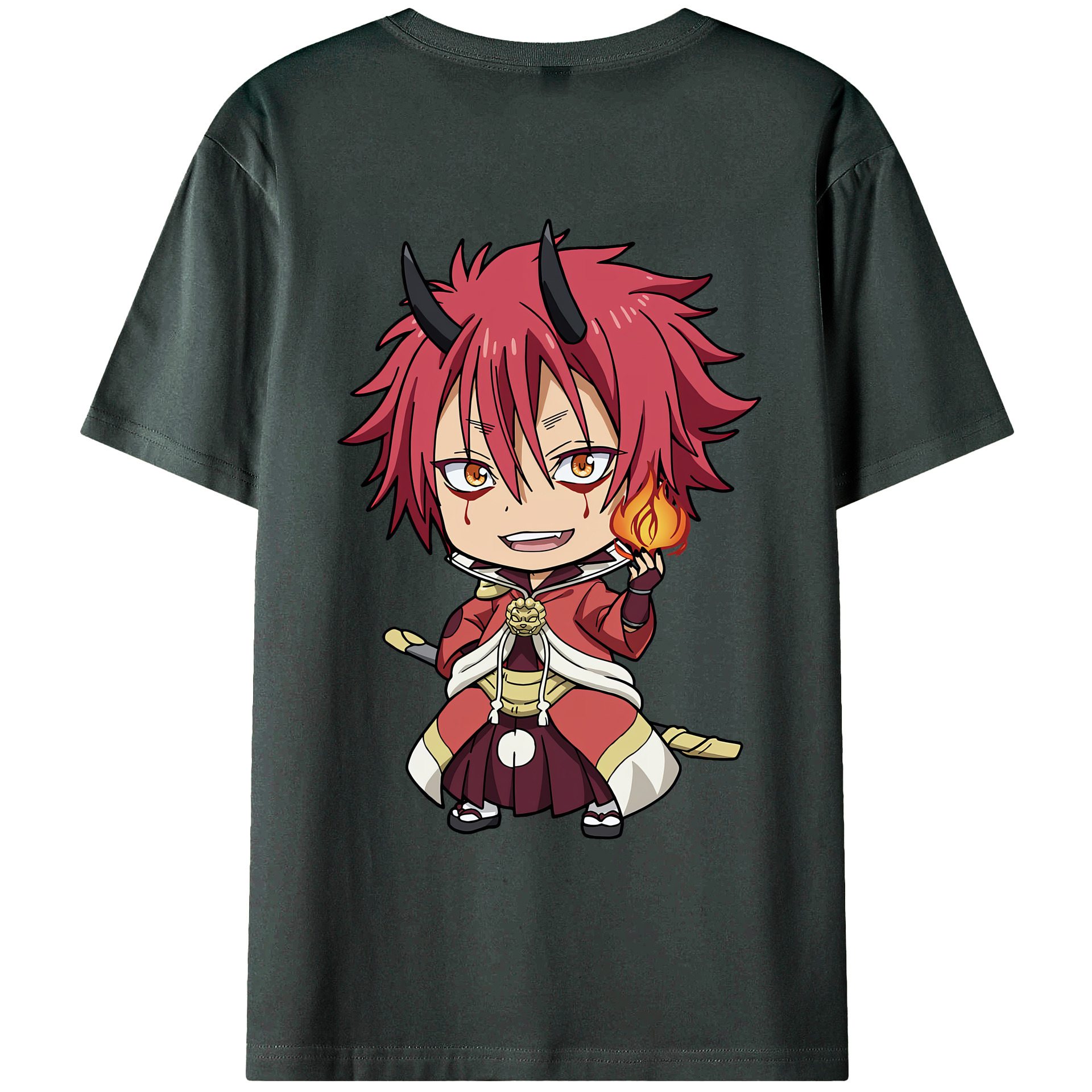 （画像用） 転スラ Regarding Reincarnated to Slime 綿100％ メンズ半袖Tシャツ（バックプリント） 通気性